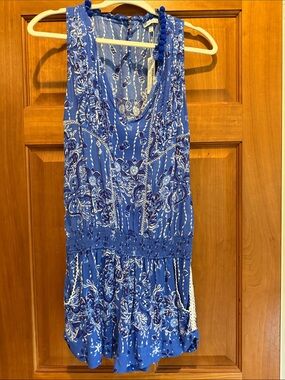 Poupette St. Barth Blue Floral Sleeveless Mini Dress